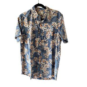 Marine Layer Mens Koloa Button Down Shirt Short-sleeved Size M/L Orange Tropical